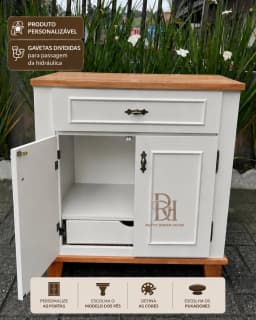 Balcão para Banheiro 80 cm com Gaveta Interna Personalizável em MDF Laqueado miniatura 1