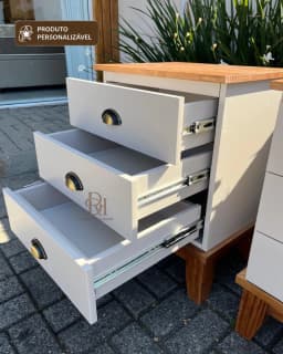 Mesa de Cabeceira 3 Gavetas Personalizável em MDF Laqueado miniatura 2