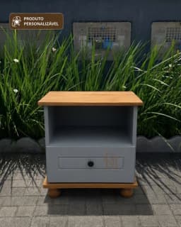 Mesa de Cabeceira com Nicho e 1 Gaveta Personalizável em MDF Laqueado miniatura 3
