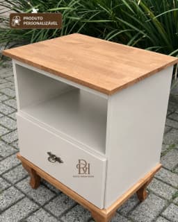 Mesa de Cabeceira com Nicho e 1 Gaveta Personalizável em MDF Laqueado miniatura 5