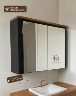 Espelheira para Banheiro 80 cm Personalizável em MDF Laqueado miniatura 4
