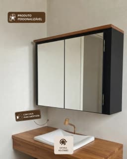 Espelheira para Banheiro 70 cm Personalizável em MDF Laqueado miniatura 1