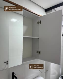 Espelheira para Banheiro 1.20 cm com 3 Portas Espelhadas Personalizável em MDF Laqueado miniatura 2