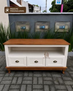 Rack 1.30 cm com 3 Gavetas e Nicho Superior Personalizável em MDF Laqueado miniatura 4