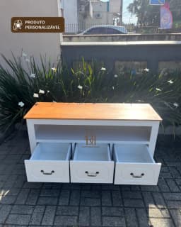 Rack 1.30 cm com 3 Gavetas e Nicho Superior Personalizável em MDF Laqueado miniatura 2