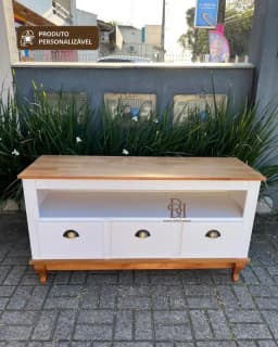 Rack 1.30 cm com 3 Gavetas e Nicho Superior Personalizável em MDF Laqueado miniatura 7