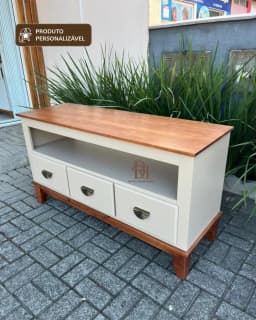 Rack 1.30 cm com 3 Gavetas e Nicho Superior Personalizável em MDF Laqueado miniatura 3