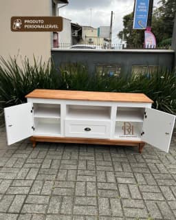Rack 1.50 cm com 2 Portas e 1 Gaveta Central Personalizável em MDF Laqueado miniatura 2