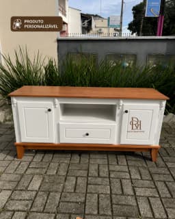 Rack Retrô 1.50 cm com 2 Portas e 1 Gaveta Central Personalizável em MDF Laqueado miniatura 3