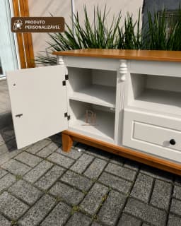 Rack Retrô 1.50 cm com 2 Portas e 1 Gaveta Central Personalizável em MDF Laqueado miniatura 2