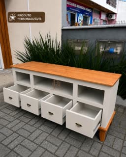 Rack 1.80 cm com 4 Gavetas e Nicho Superior Personalizável em MDF Laqueado miniatura 2