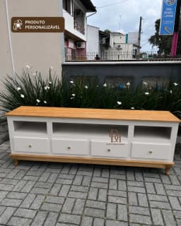 Rack 2.00 cm com 4 Gavetas e Nicho Superior Personalizável em MDF Laqueado miniatura 6
