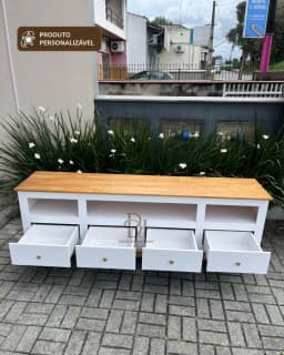 Rack 2.00 cm com 4 Gavetas e Nicho Superior Personalizável em MDF Laqueado miniatura 2