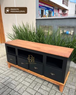 Rack 2.00 cm com 4 Gavetas e Nicho Superior Personalizável em MDF Laqueado miniatura 5