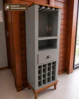 Adega 50 cm com Prateleira, Gaveta e Nichos para Vinhos Personalizável em MDF Laqueado miniatura 5