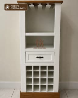 Adega 50 cm com Prateleira, Gaveta e Nichos para Vinhos Personalizável em MDF Laqueado miniatura 2