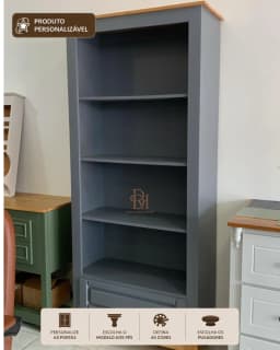 Livreiro 80 cm com 1 Gaveta Personalizável em MDF Laqueado miniatura 1