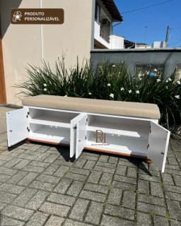 Sapateira 1.60 cm com Estofado e 4 Portas Personalizável em MDF Laqueado miniatura 2