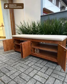 Sapateira 1.60 cm em Madeira Maciça com Estofado e 4 Portas Personalizável miniatura 2