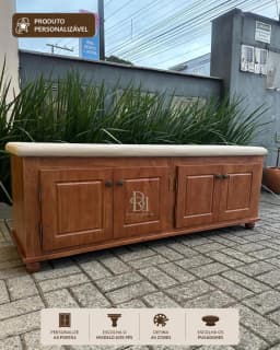 Sapateira 1.60 cm em Madeira Maciça com Estofado e 4 Portas Personalizável miniatura 1