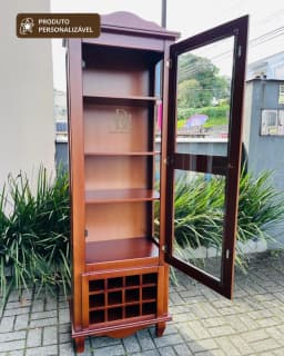 Cristaleira 64 cm com Adega Personalizável em MDF Envernizado miniatura 2
