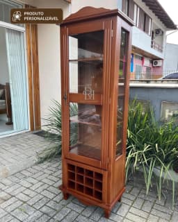 Cristaleira 64 cm com Adega Personalizável em MDF Envernizado miniatura 3