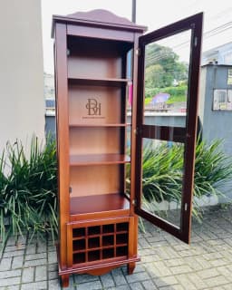 Cristaleira 1 Porta com Adega Envernizada miniatura 3