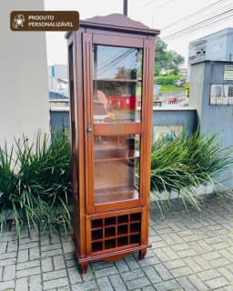 Cristaleira 64 cm com Adega Personalizável em MDF Envernizado miniatura 1