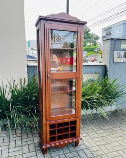 Cristaleira 1 Porta com Adega Envernizada miniatura 1