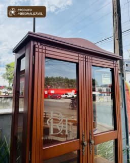 Cristaleira 2 Portas Envidraçadas e 2 Gavetas Personalizável em MDF Envernizado miniatura 3