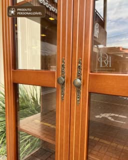 Cristaleira 2 Portas Envidraçadas e 2 Gavetas Personalizável em MDF Envernizado miniatura 5