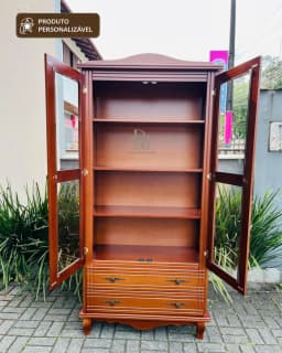 Cristaleira 2 Portas Envidraçadas e 2 Gavetas Personalizável em MDF Envernizado miniatura 2