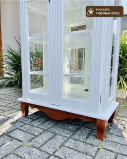 Cristaleira 82 cm 2 Portas com Fundo Espelhado Personalizável em MDF Laqueado miniatura 3