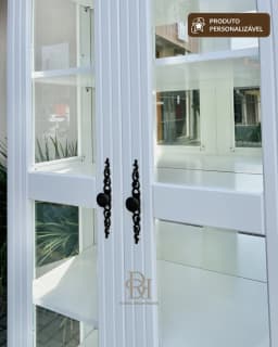 Cristaleira 82 cm 2 Portas com Fundo Espelhado Personalizável em MDF Laqueado miniatura 2