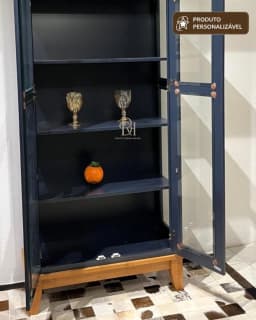 Cristaleira 80cm 2 Portas com Laterais Envidraçadas Personalizável em MDF Laqueado miniatura 4