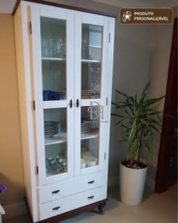 Cristaleira 80 cm 2 Portas e 2 Gavetas Personalizável em MDF Laqueado miniatura 5