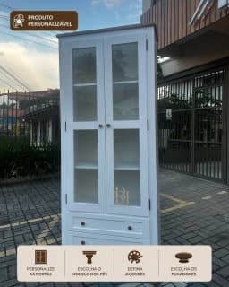 Cristaleira 80 cm 2 Portas e 2 Gavetas Personalizável em MDF Laqueado miniatura 1