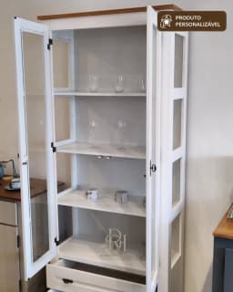 Cristaleira 80 cm 2 Portas e 2 Gavetas Personalizável em MDF Laqueado miniatura 3