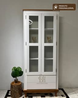 Cristaleira 80 cm 2 Portas e 2 Gavetas Personalizável em MDF Laqueado miniatura 4