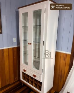 Cristaleira 80cm 2 Portas com Adega e 1 Gaveta Personalizável em MDF Laqueado miniatura 4