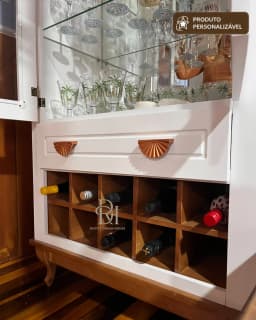 Cristaleira 80cm 2 Portas com Adega e 1 Gaveta Personalizável em MDF Laqueado miniatura 3