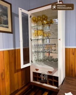 Cristaleira 80cm 2 Portas com Adega e 1 Gaveta Personalizável em MDF Laqueado miniatura 2