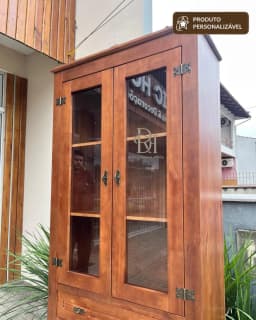 Cristaleira 80cm 4 Portas e 1 Gaveta  Personalizável em Madeira Maciça miniatura 2