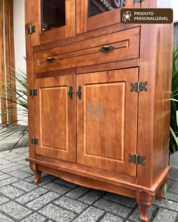 Cristaleira 80cm 4 Portas e 1 Gaveta  Personalizável em Madeira Maciça miniatura 3
