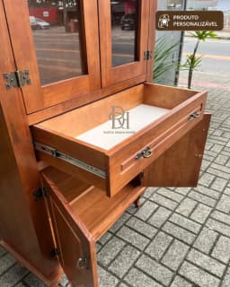 Cristaleira 80cm 4 Portas e 1 Gaveta  Personalizável em Madeira Maciça miniatura 4
