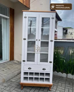 Cristaleira 80 cm 2 Portas com Adega e 1 Gaveta Personalizável em MDF Laqueado miniatura 2