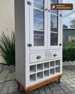 Cristaleira 80 cm 2 Portas com Adega e 1 Gaveta Personalizável em MDF Laqueado miniatura 4