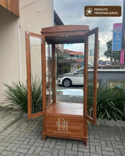 Cristaleira 80 cm 2 Portas e 2 Gavetas Personalizável em Madeira Maciça miniatura 2