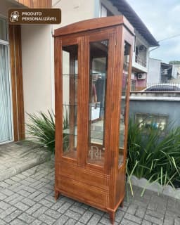 Cristaleira 80 cm 2 Portas e 2 Gavetas Personalizável em Madeira Maciça miniatura 1