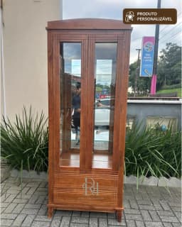 Cristaleira 80 cm 2 Portas e 2 Gavetas Personalizável em Madeira Maciça miniatura 5